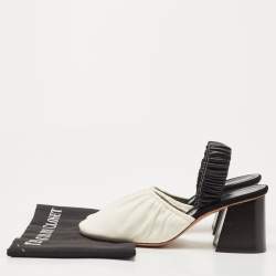 Pre Owned Céline White/Black Leather Slingback Pumps Size 38