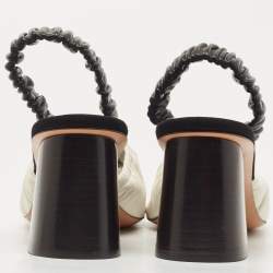 Pre Owned Céline White/Black Leather Slingback Pumps Size 38