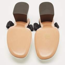 Pre Owned Céline White/Black Leather Slingback Pumps Size 38