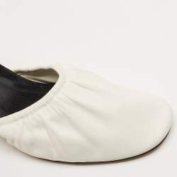Pre Owned Céline White/Black Leather Slingback Pumps Size 38