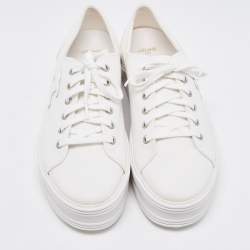 Celine White Canvas Jane Low Top Platform Sneakers Size 42