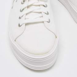 Celine White Canvas Jane Low Top Platform Sneakers Size 42