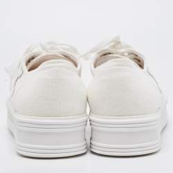 Celine White Canvas Jane Low Top Platform Sneakers Size 42