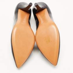 Pre Owned Celine Black Leather V Pointed Toe Pumps Size 38