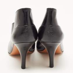 Pre Owned Celine Black Leather V Pointed Toe Pumps Size 38