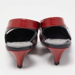 Pre Owned Celine Red Leather V Neck Slingback Sandals Size 36