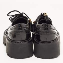 Pre Owned Celine Black Brogue Leather Platform Derby Size 36