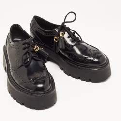 Pre Owned Celine Black Brogue Leather Platform Derby Size 36