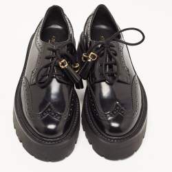Pre Owned Celine Black Brogue Leather Platform Derby Size 36