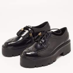 Pre Owned Celine Black Brogue Leather Platform Derby Size 36