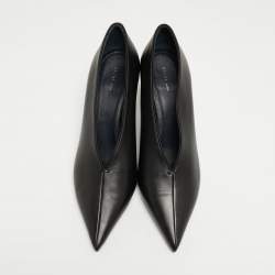 Celine Black Leather V Neck Pointed Toe Pumps Size 41