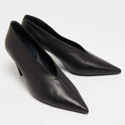 Celine Black Leather V Neck Pointed Toe Pumps Size 41