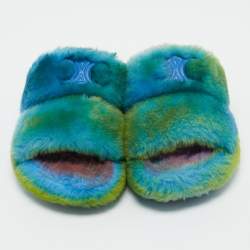 Celine Multicolor  Fur Flat Slides Size 36  