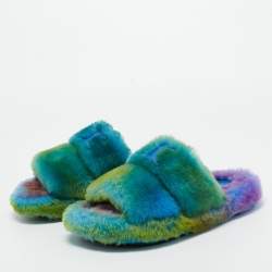 Celine Multicolor  Fur Flat Slides Size 36  