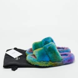 Celine Multicolor  Fur Flat Slides Size 36  