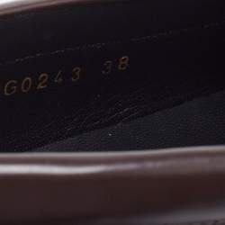 Pre Owned Celine Brown Leather Triomphe Frame Margaret Loafers Size 38