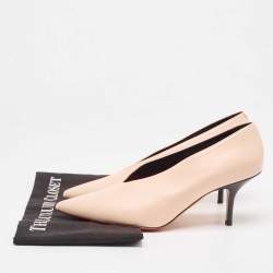 Pre Owned Celine Pink Leather V Neck Pointed Toe Pumps Size 38