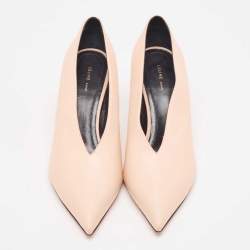 Pre Owned Celine Pink Leather V Neck Pointed Toe Pumps Size 38