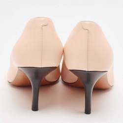 Pre Owned Celine Pink Leather V Neck Pointed Toe Pumps Size 38