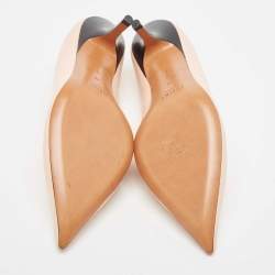 Pre Owned Celine Pink Leather V Neck Pointed Toe Pumps Size 38
