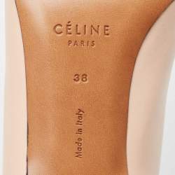 Pre Owned Celine Pink Leather V Neck Pointed Toe Pumps Size 38