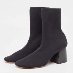 Pre Owned Celine Black Knit Fabric Ankle Boots Size 35