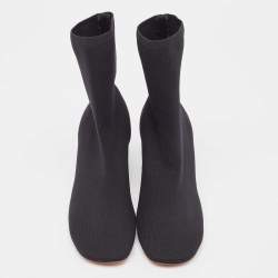 Pre Owned Celine Black Knit Fabric Ankle Boots Size 35