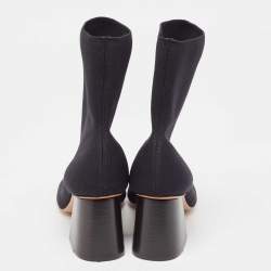 Pre Owned Celine Black Knit Fabric Ankle Boots Size 35