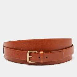 Pre Owned Celine Tan Leather Wide Waist Belt M