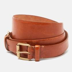 Pre Owned Celine Tan Leather Wide Waist Belt M