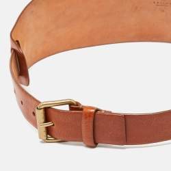 Pre Owned Celine Tan Leather Wide Waist Belt M