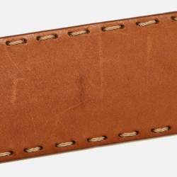 Pre Owned Celine Brown Leather Wide Buckle Belt M