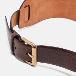 Pre Owned Celine Brown Leather Buckle Waist Belt S