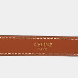 Pre Owned Celine Tan Leather Triomphe Buckle Belt 85CM