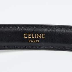Celine Black Leather Triomphe Buckle Belt 75 CM