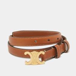 Celine Tan Leather Triomphe Buckle Belt 75 CM