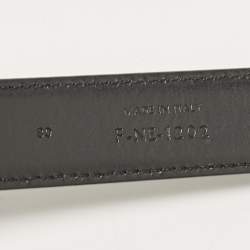 Pre Owned Celine Black Leather Triomphe Buckle Belt 80 CM