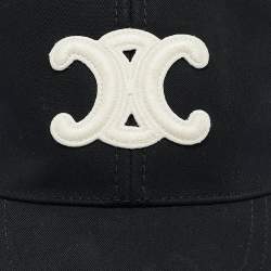 Celine Black Cotton Triomphe Baseball Cap S