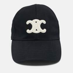 Celine Black Cotton Triomphe Baseball Cap S