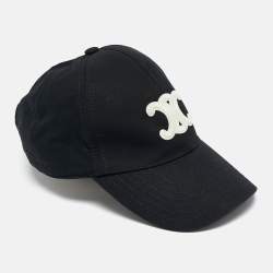 Celine Black Cotton Triomphe Baseball Cap S