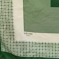 Celine Green/White Silk Scarf