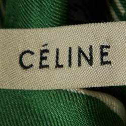 Celine Green/White Silk Scarf