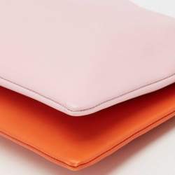 Pre Owned Celine Pink/Orange Leather Duo Cosmetic Pouch