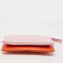 Pre Owned Celine Pink/Orange Leather Duo Cosmetic Pouch
