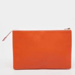 Pre Owned Celine Pink/Orange Leather Duo Cosmetic Pouch