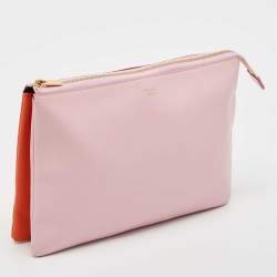 Pre Owned Celine Pink/Orange Leather Duo Cosmetic Pouch