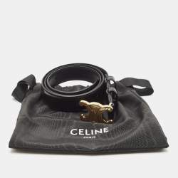 Celine Black Leather Triomphe Buckle Belt 75CM