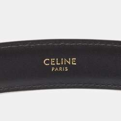 Celine Black Leather Triomphe Buckle Belt 75CM