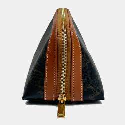 Celine Triomphe Canvas and Calfskin Small Cosmetic Pouch