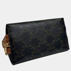 Celine Triomphe Canvas and Calfskin Small Cosmetic Pouch